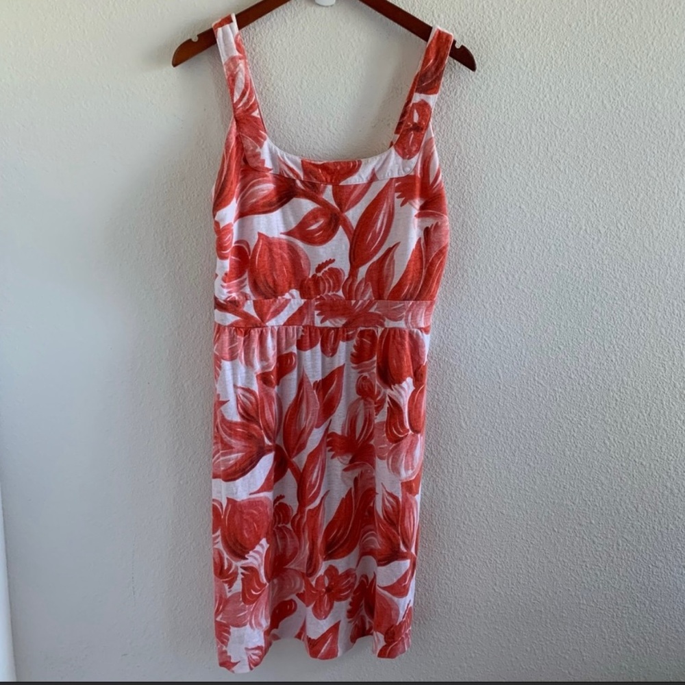 Tommy Bahama Floral Linen Blend Dress Red White M